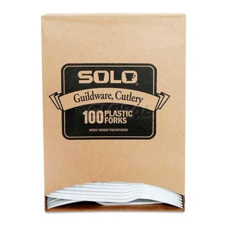 Solo SOLO® GBX5FW-0007, Guildware Forks, Polystyrene, White, 100/Carton GBX5FW-0007
